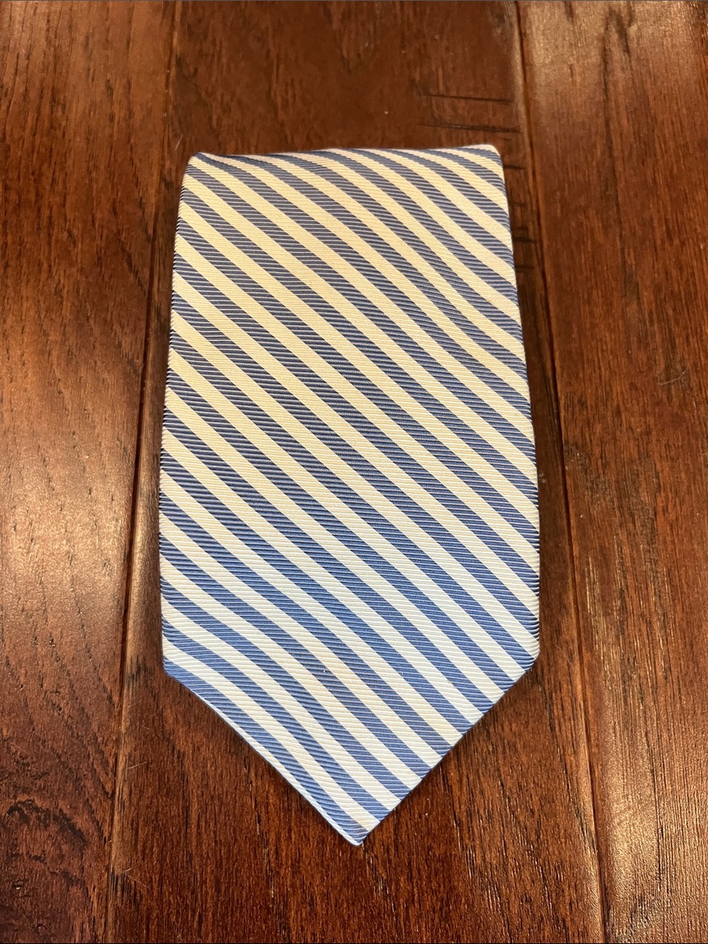 Brooks Blue and White Diagonal Stripe Tie